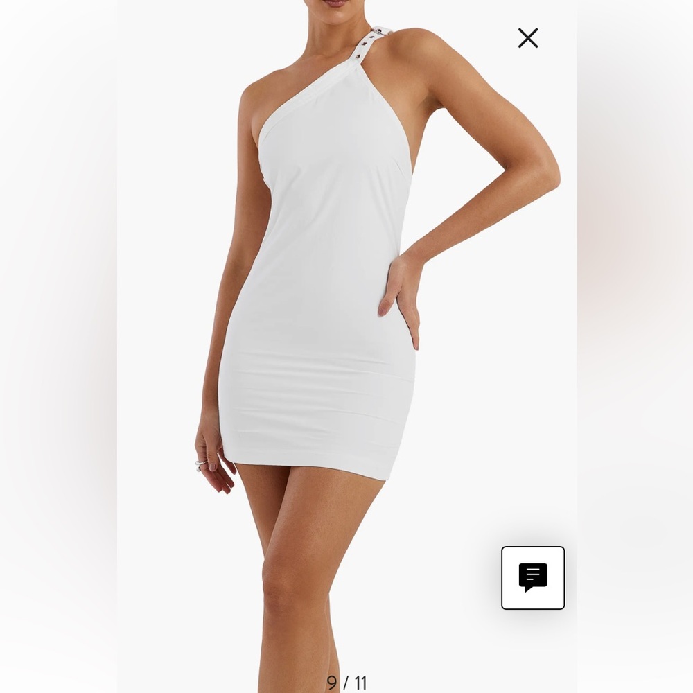 REDUCED! House of CB “Mistress Rocks” Asymmetrical Off-White One-Shoulder Mini